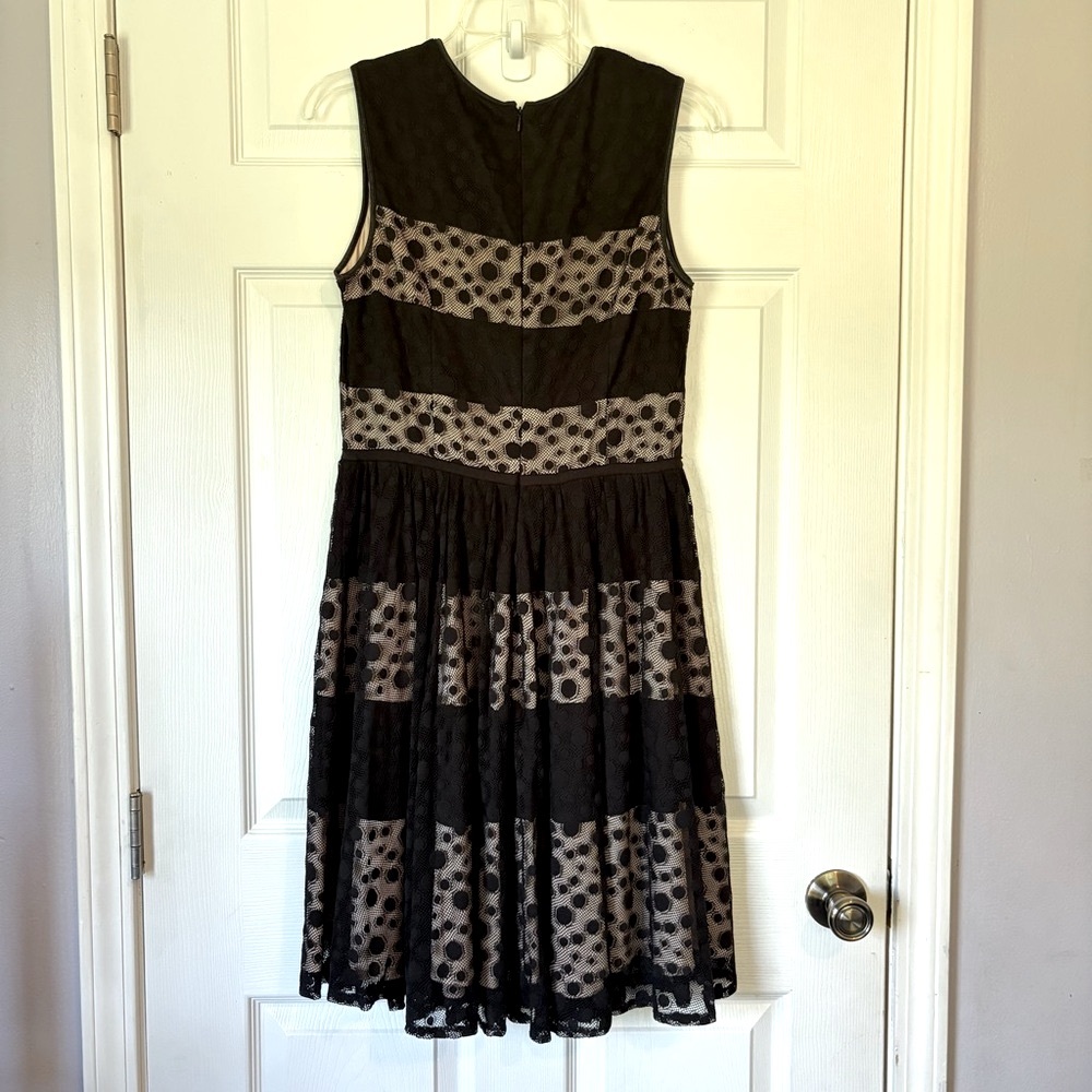London Style Dress Women’s Size 10 Black and Tan Polka Dot Sleeveless Dress